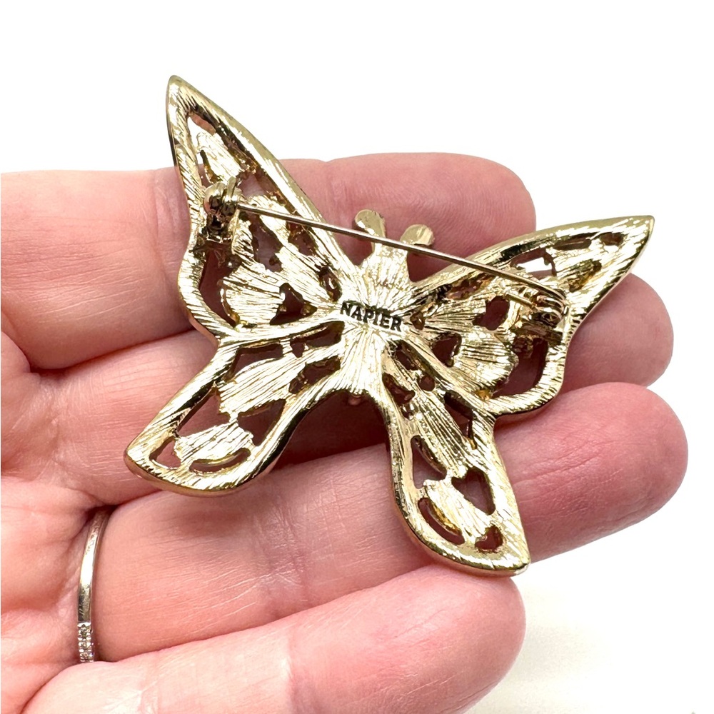 Napier Multicolored Rhinestone Butterfly Brooch - Picture 9 of 11